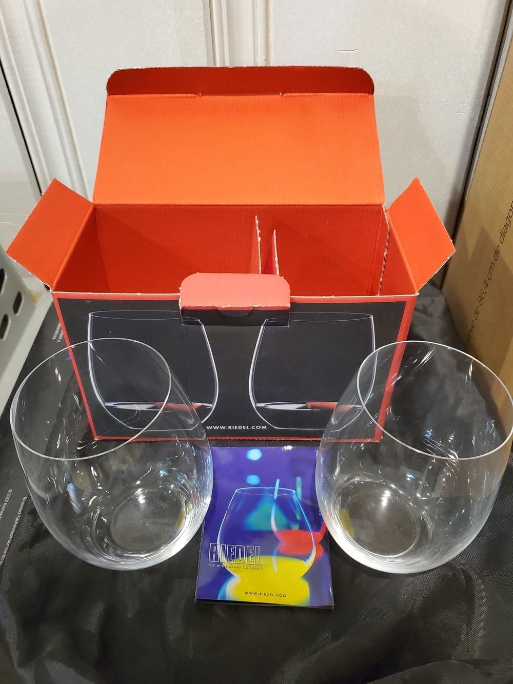 Riedel Clear Stemless Crystal Wine Glasses with Red-Accent Box (Set of 2)